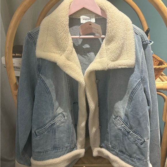 Andree Jackets & Blazers - Andree by Unit Denim Jacket with Sherpa Outline